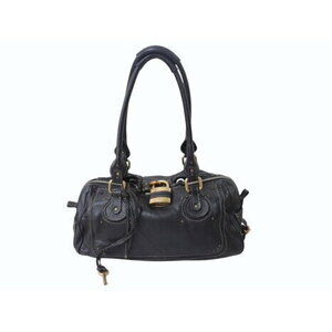 Chloe Paddington handbag black leather studs padlock closure